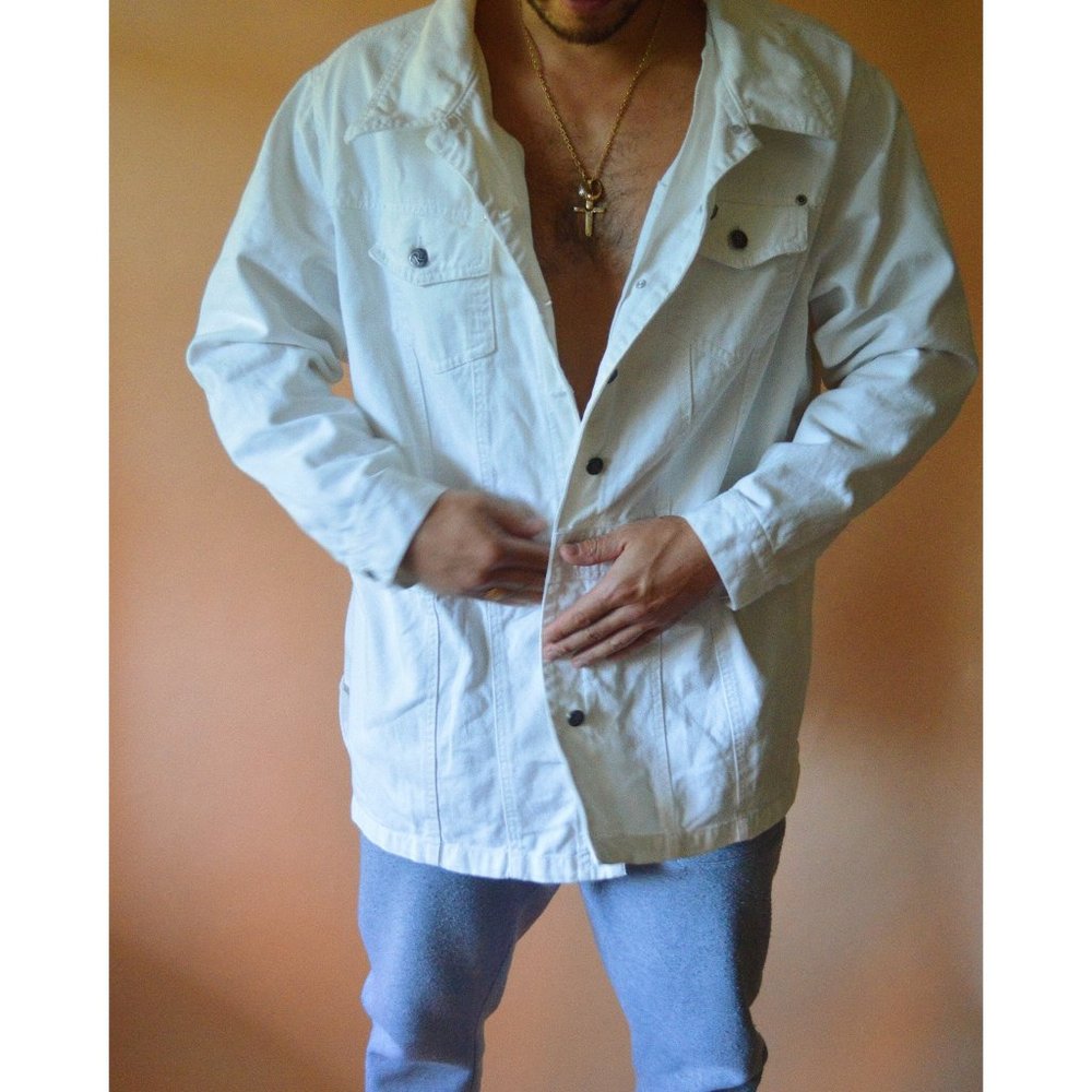 Vintage White Denim Oversized Unisex Jacket